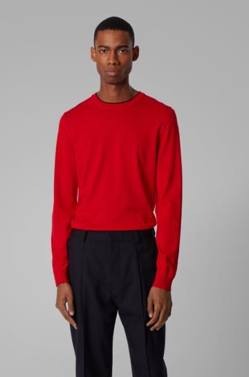 Sweter BOSS Slim Fit Czerwone Męskie (Pl46937)